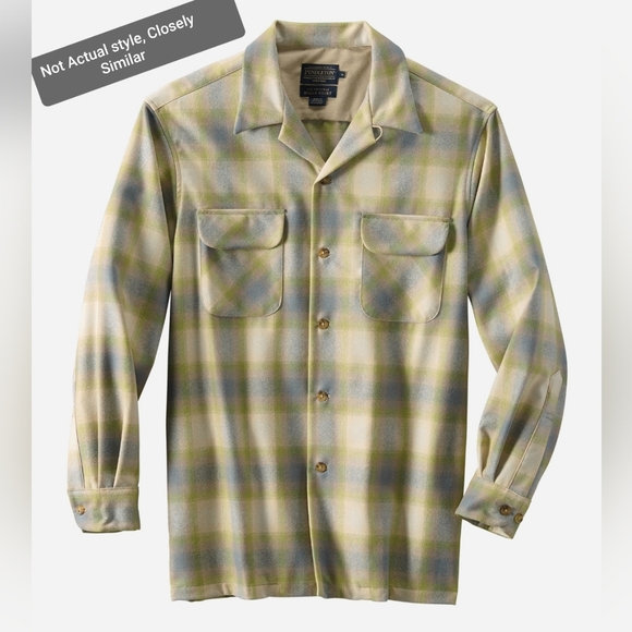 Pendleton Men's Fitted Plaid Board Shirt Light Gray/ Yellow Plaid Sz: Small - Picture 12 of 12